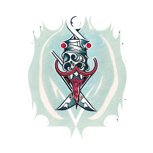 Wavy Dagger With Blood Dripping