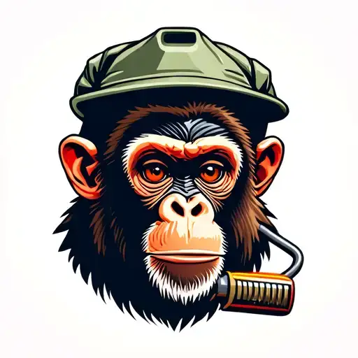 The Face Of A Monkey Working As An Electrician