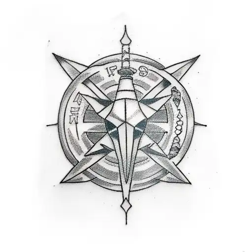 A Sketch-style Tattoo Of A Radiology Symbol Morphing Into A Spaceship