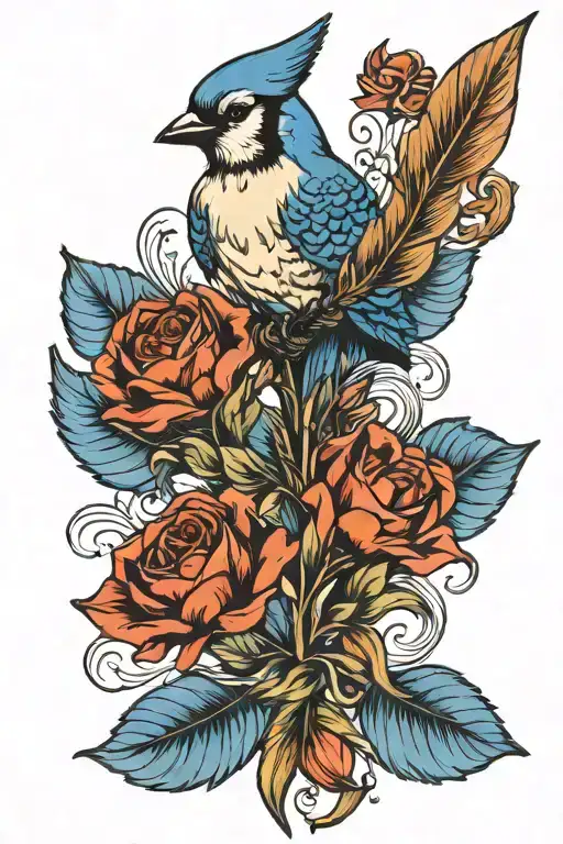 Blue Jay Feather And Aphrodite