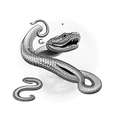 Ourobouros Circle Snake With Tail Out Of Mouth