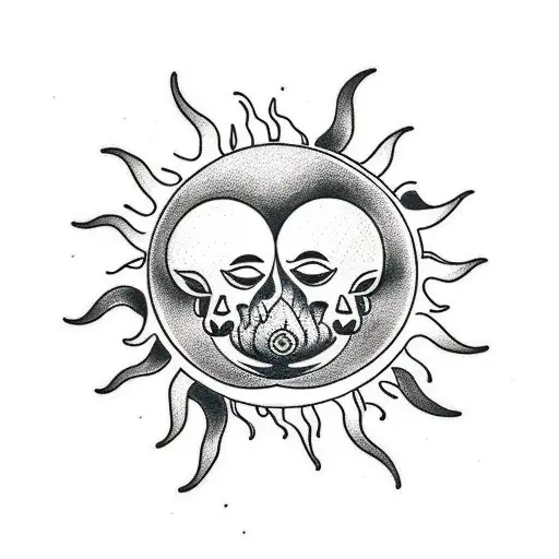 Sun And Moon With Plants
