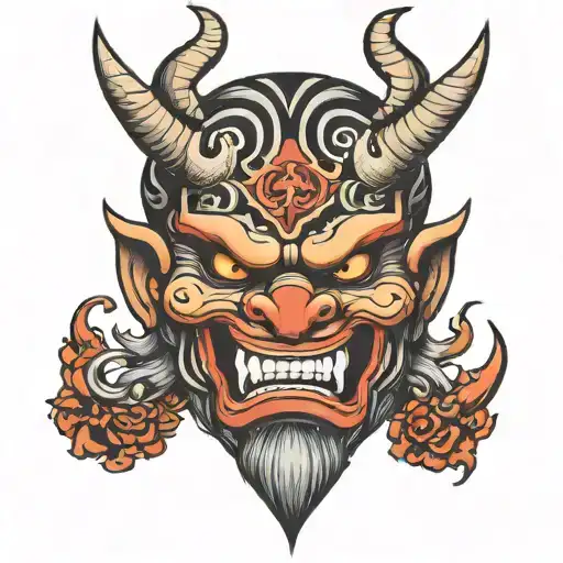 Neotraditional Japanesse Oni Demon Mask