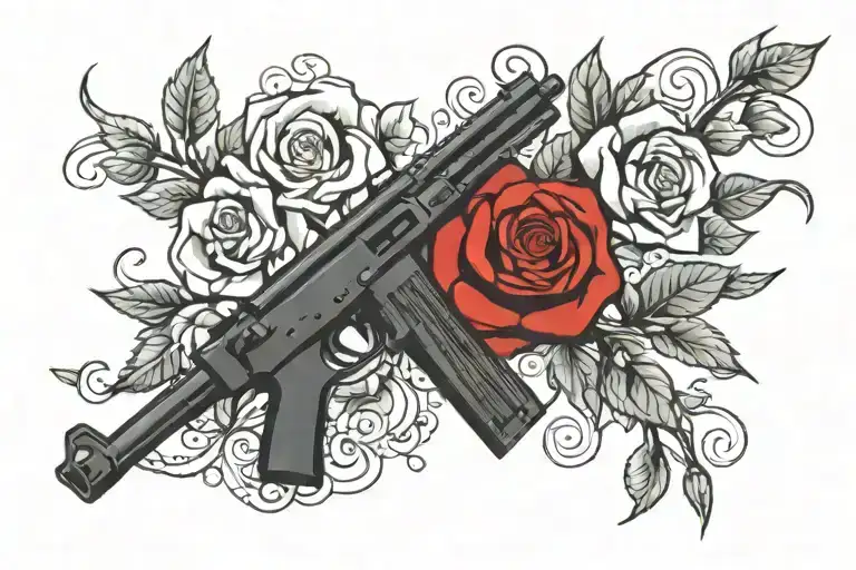 Ak 47 And Rose