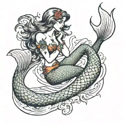 Mermaid Girl Lounging