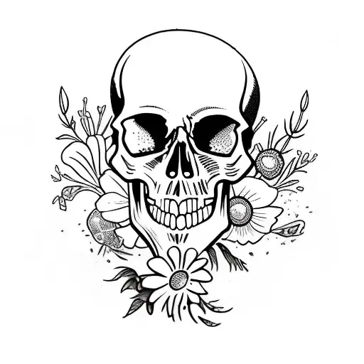 Skull With Wildflowers And The Letters F O L