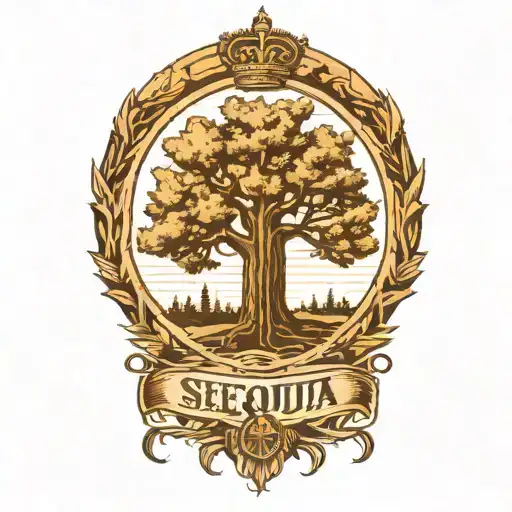 Sequoia Tree Growing With Roots And A Kings Crown