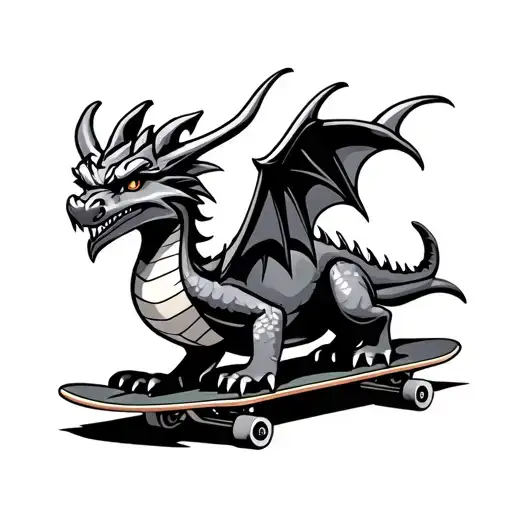 Black And Grey Spyro Dragon On Skateboard Deck