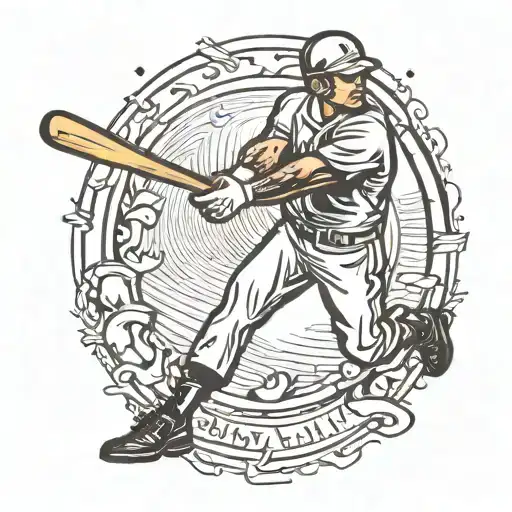 Baseball Player Swinging Bat