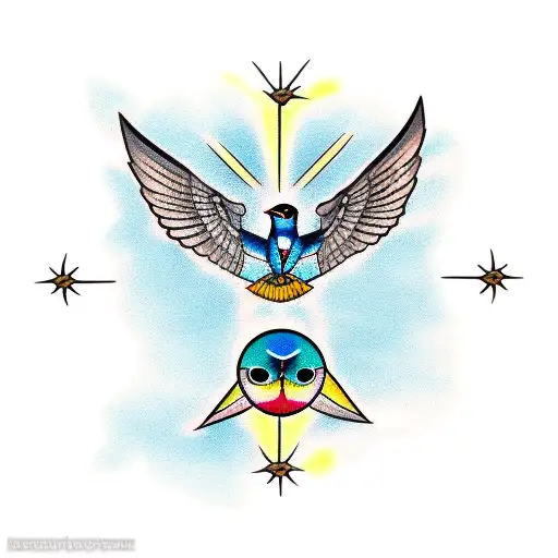 Two Swallows With Sun