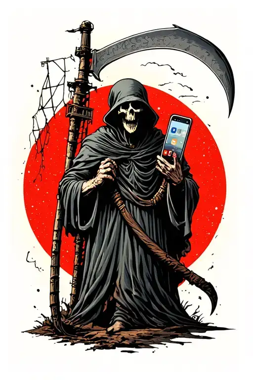 Grimm Reaper Holding A Cellphone Tower Instead Of A Scythe