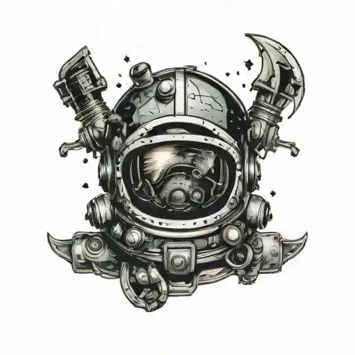 Space Helmet With A Cracked Visor