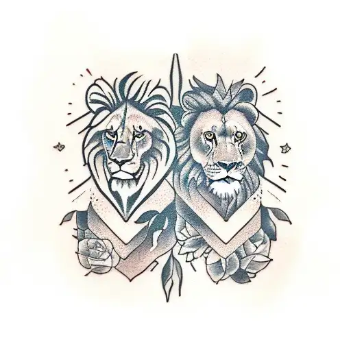 Lion And Lioness Among Herbs