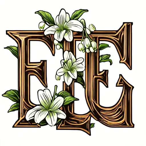 Initials Ee And Ea With Lily Of The Valley Flower