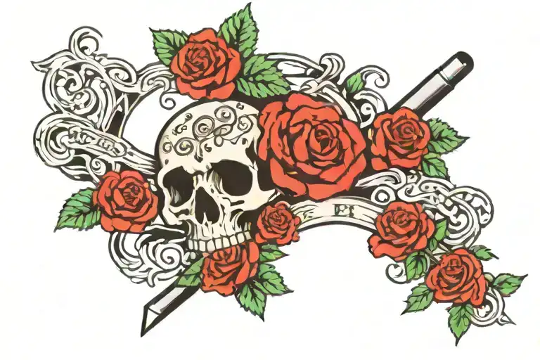 The Word 'Ebk' Surrounded By Skulls And Roses