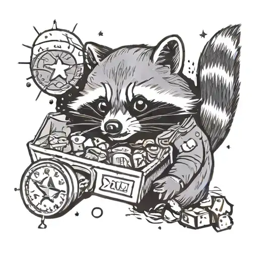 A Raccoon Eating Trash In Space