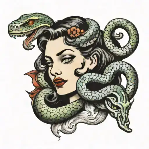 Snake And Girl Face