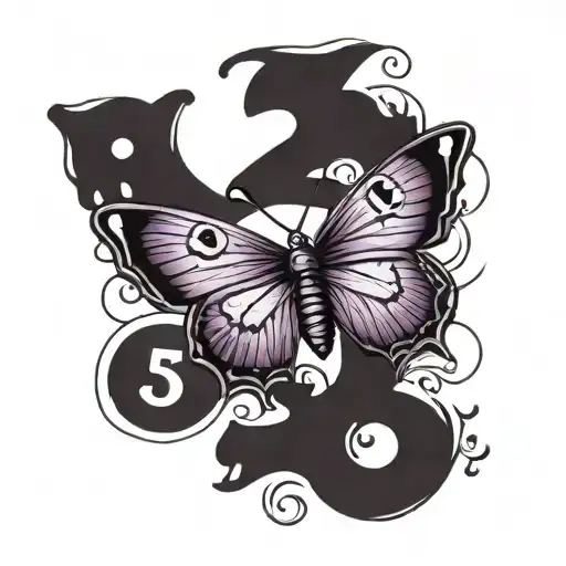 Purple Butterfly With The Numbers 865 Underneath In Hold Money Font