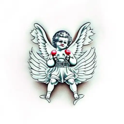 Cherub Angel With Boxing Gloves