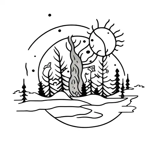 Bonfire Moon And Trees