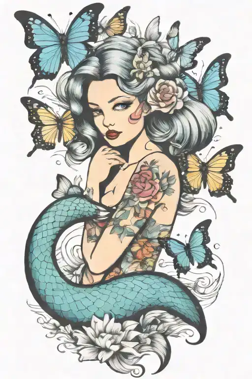 Mermaid And Butterflies