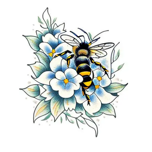 Bees With Flowers And Forest