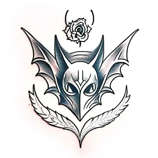 Elegant Bat Silhouette Incorporating Elements Of A Masquerade Mask