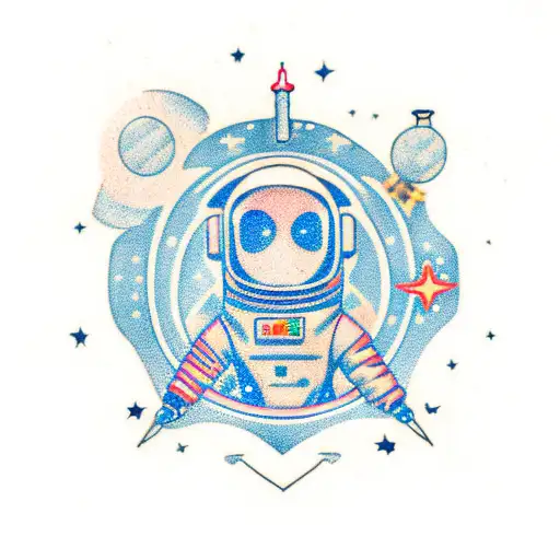An Astronaut Holding A Joystick With Constellations As Buttons