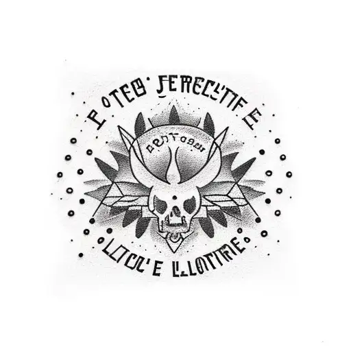 A Dotwork Tattoo Of A Claquette In A Forest