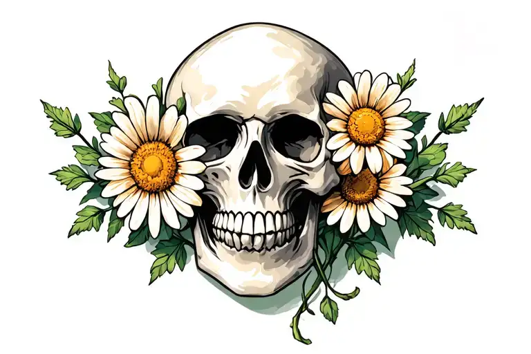 Skull And Daisies Vines