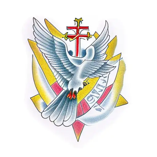 Christian Cross With Doves