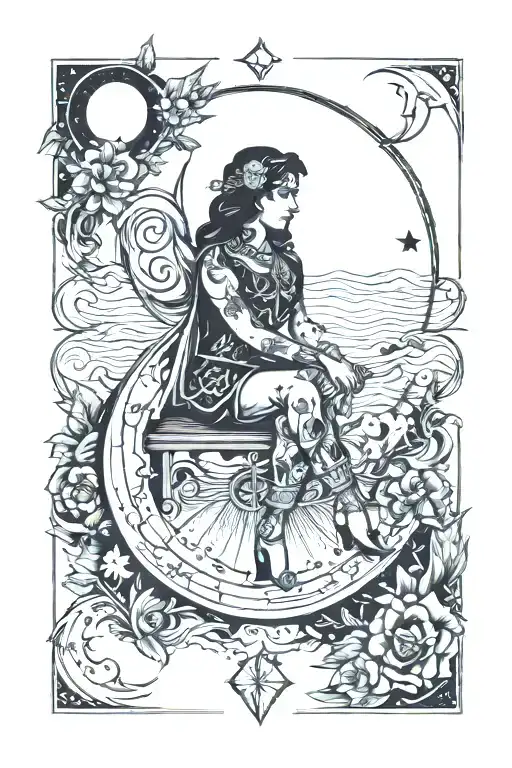 Moon Tarot Card Design Featuring