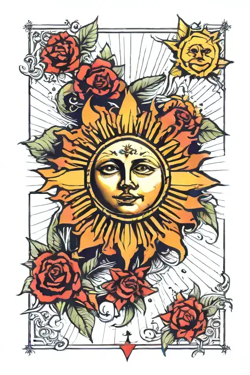 Sun Tarot Card Design Featuring