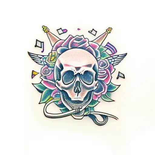 Skull With Music Notes