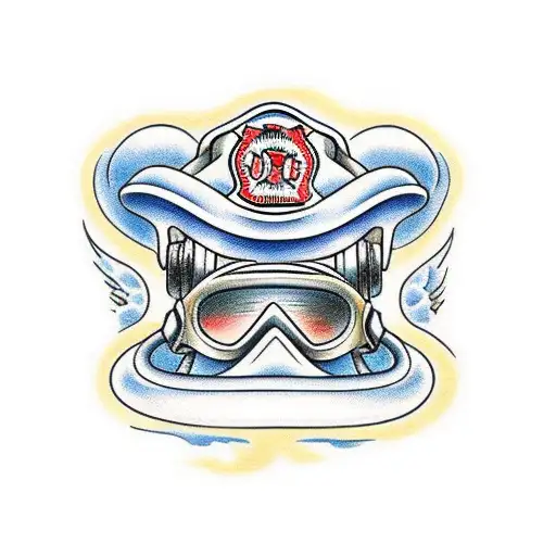 A Firefighter's Helmet Surrounded By A Beach Landscape