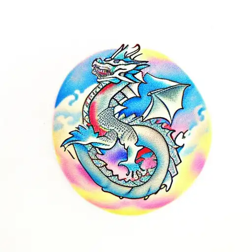 Dragon And Wolf And Mountains