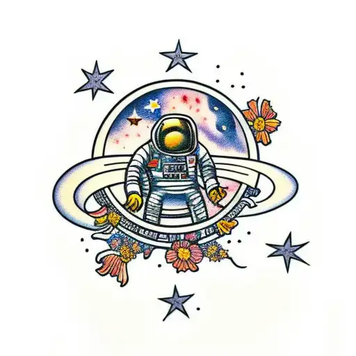 Astronaut With Cosmos Flowers
