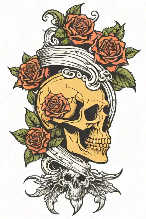 Bones And Skull And Roses