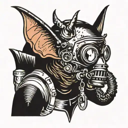 Cave Bat With A Diving Rebreather Oxygen Mask Like