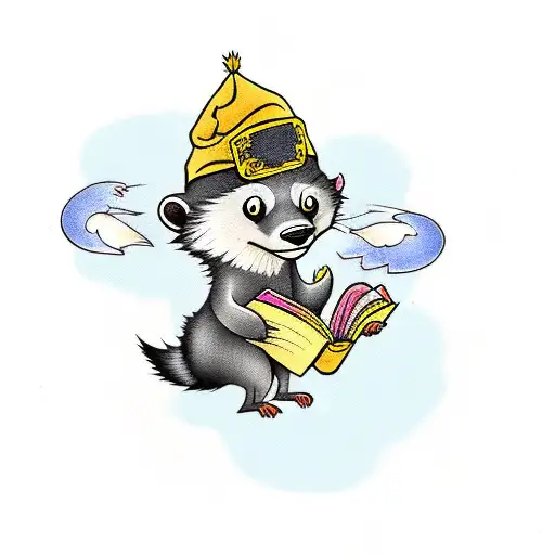 Cute Honey Badger With A Book Chasing A Butterfly And Is Inspired By Harry Potter