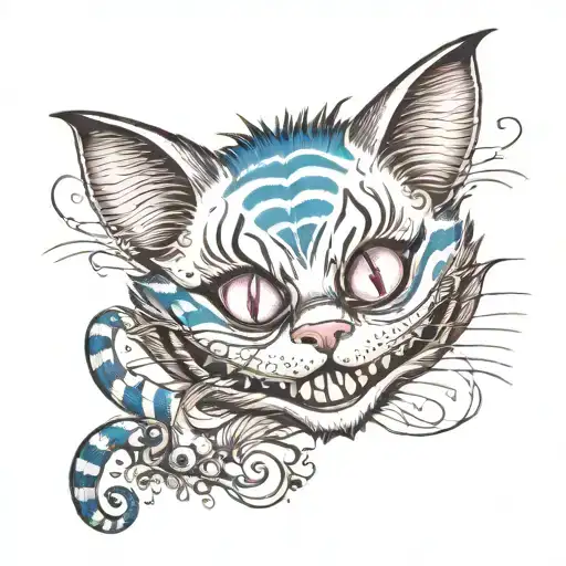 Cheshire Cat From Alice And Wonderland Thigh Tatoo Whimsical