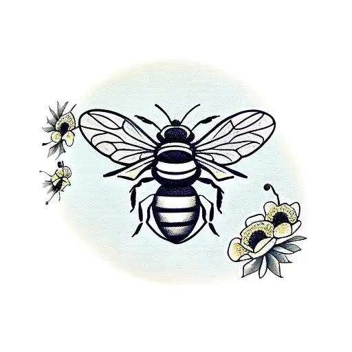 Bee With Poppy Flower