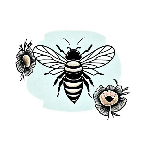 Bee With Poppy Flower