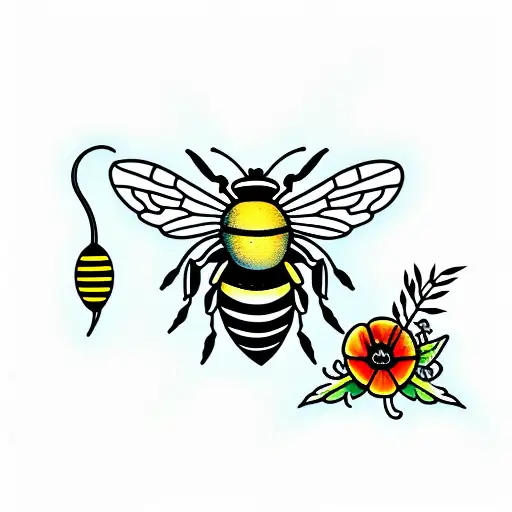 Bee With Poppy Flower