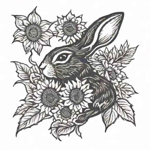 Black Rabbitt With Sunflower Incorporated