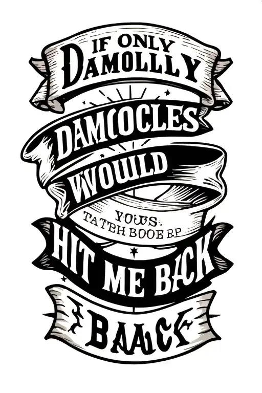 4 Stacking Banners In American Traditional Style With The Words If Only Damocles Would Hit Me Back