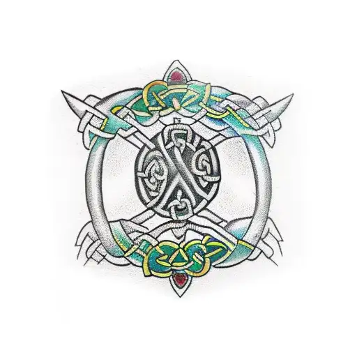 Celtic Shoulder Armour With Straps And Osprey Feathers Sticking Out Of The Bottom