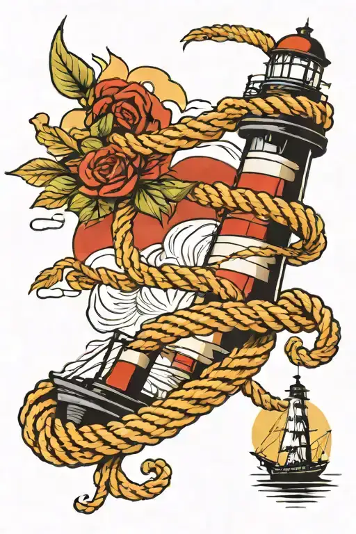 Rope Lighthouse Around Sea