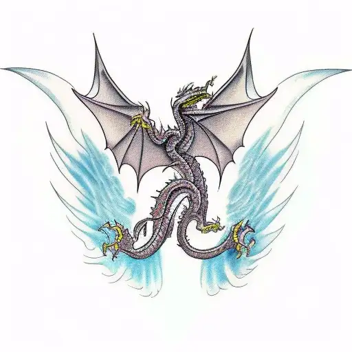 Dragon With Open Wings Seen From Above