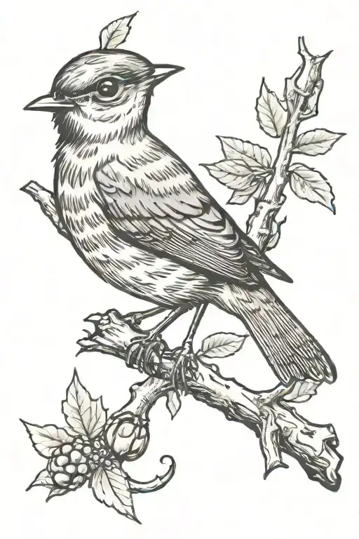 Robin Bird On A Branch